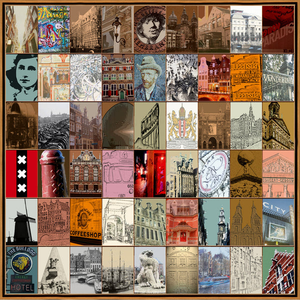 Naomi Art Originele Schilderijen Schilderij Amsterdam I Canvas Collage Kunst Kunstwerk Art Muurdecoratie Wanddecoratie Interieur Cadeau Souvenir