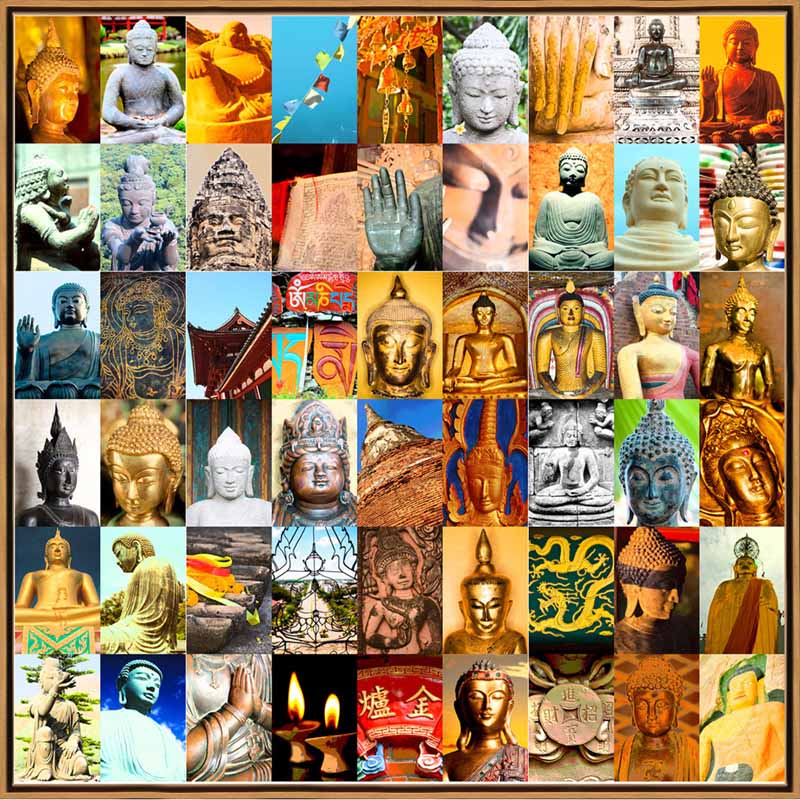 Naomi Art Originele Schilderijen Schilderij Buddha II Canvas Collage Kunst Kunstwerk Art Muurdecoratie Wanddecoratie Interieur Cadeau Souvenir