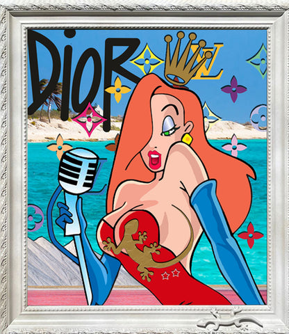 Naomi Art Originele Schilderijen Schilderij Jessica Rabbit Bonaire *Naomi Pop Art* Kunst Kunstwerk Muurdecoratie Wanddecoratie Interieur Cadeau Souvenir