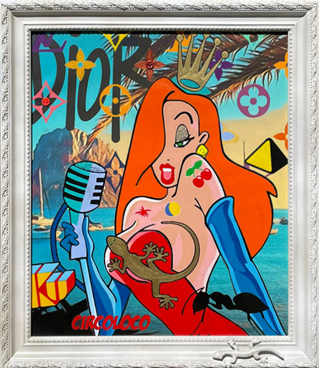 Naomi Art Originele Schilderijen Schilderij Jessica Rabbit Ibiza Es Vedra *Naomi Pop Art* Kunst Kunstwerk Muurdecoratie Wanddecoratie Interieur Cadeau Souvenir