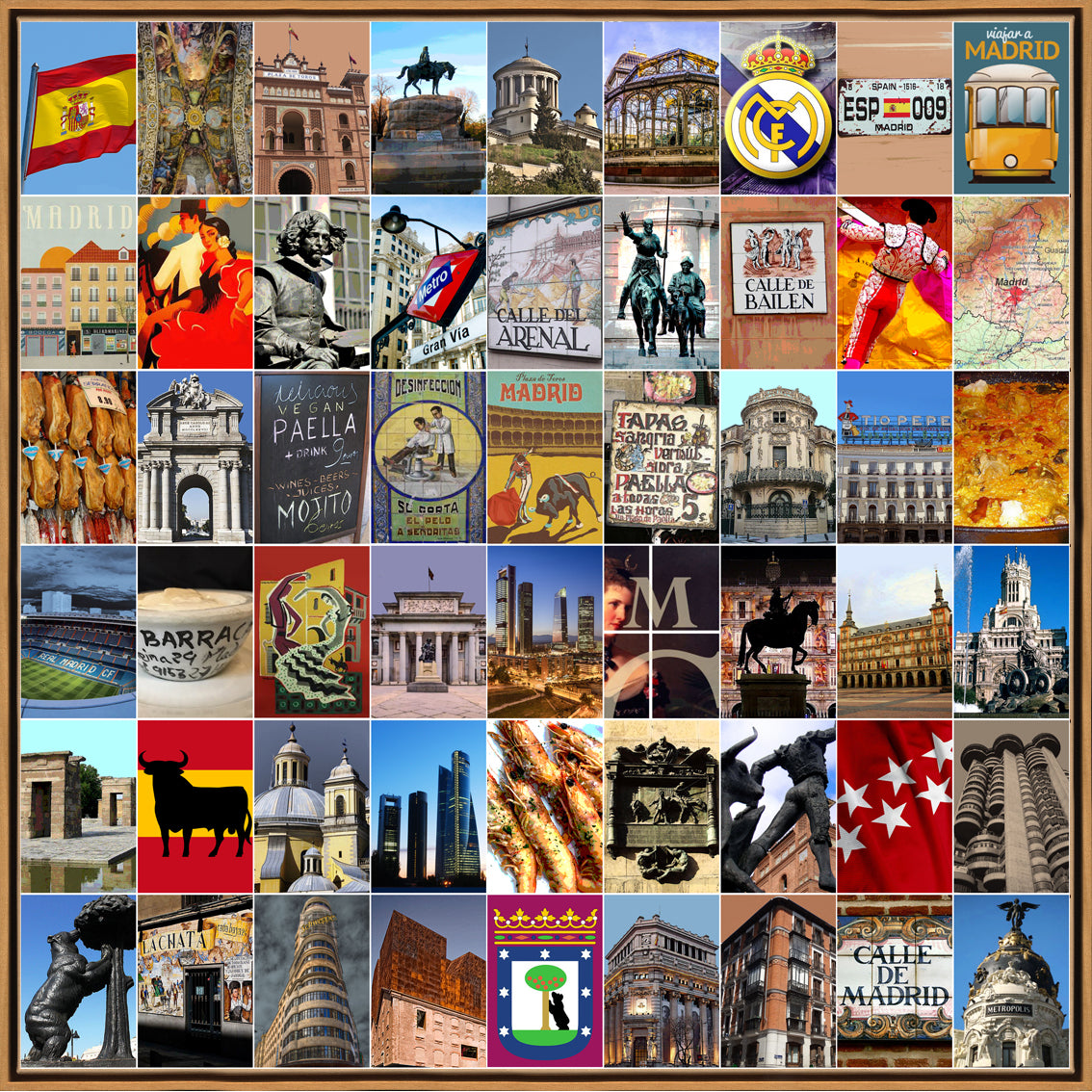 Naomi Art Originele Schilderijen Schilderij Madrid Canvas Collage Kunst Kunstwerk Art Muurdecoratie Wanddecoratie Interieur Cadeau Souvenir